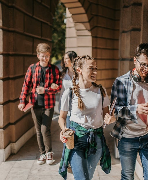 students walking on university campus