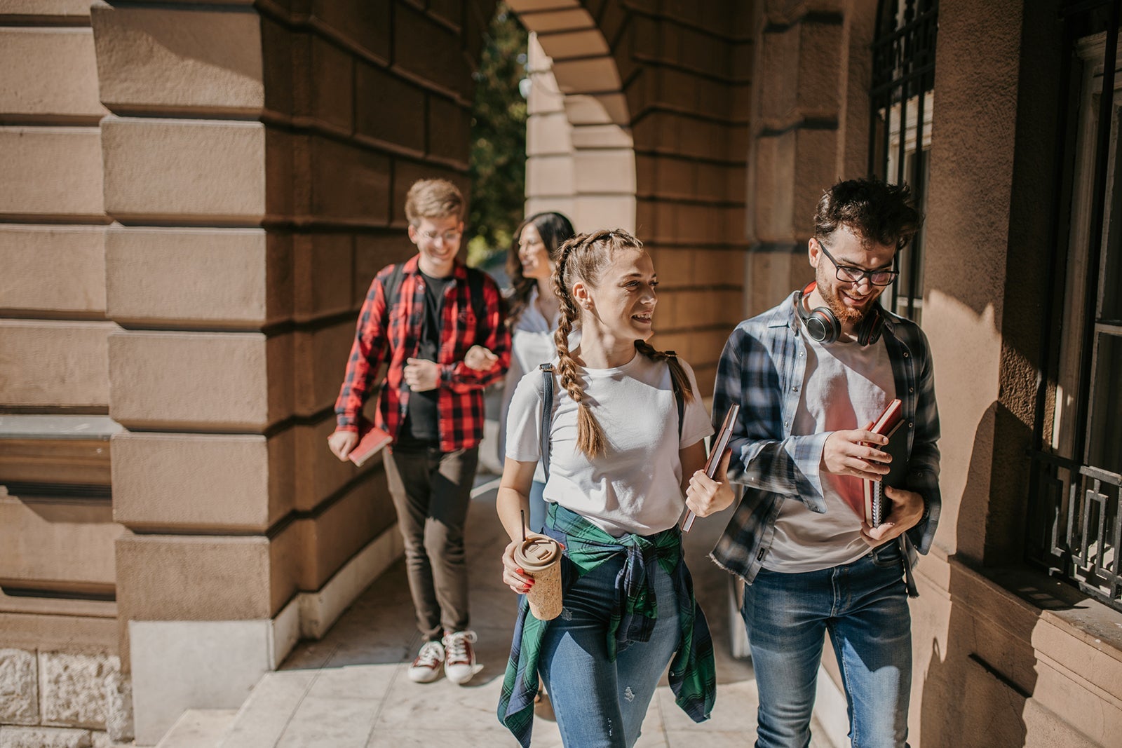 students walking on university campus