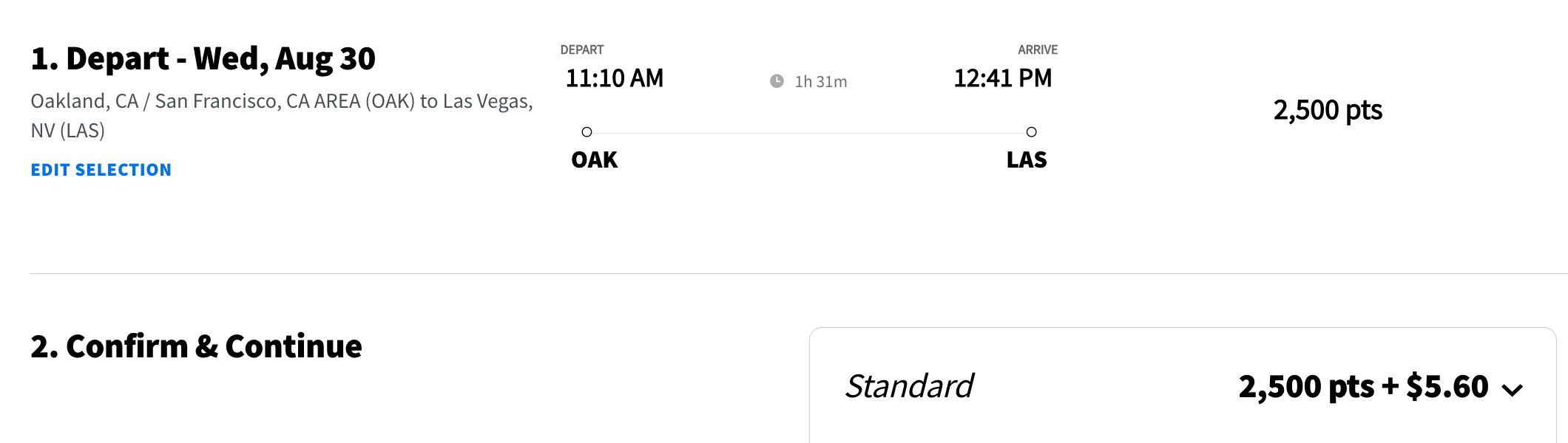 OAK to LAS Spirit award