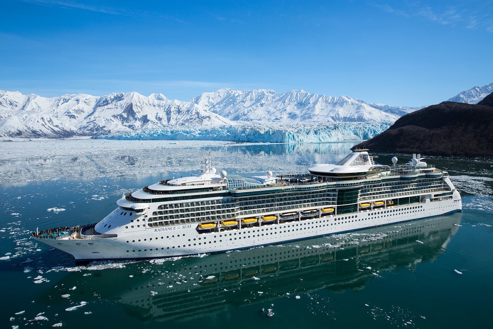 Radiance of the Seas cruise ship at Hubbard Glacier