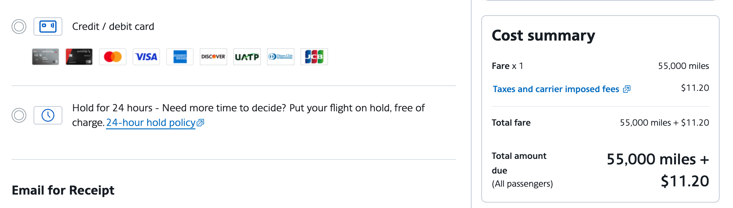 24-hour hold option.