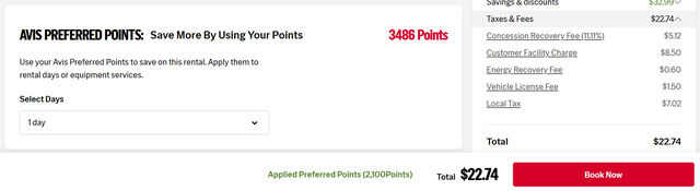 Redeeming Avis points