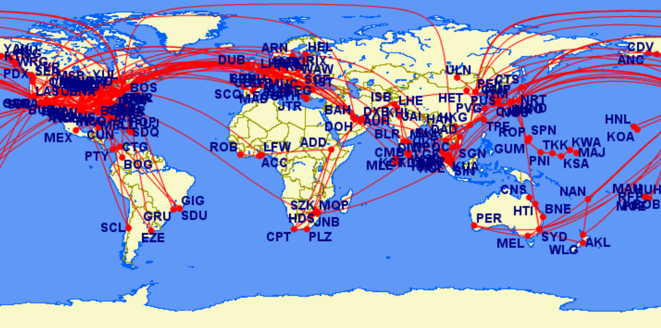 Katie's flights for the last six years