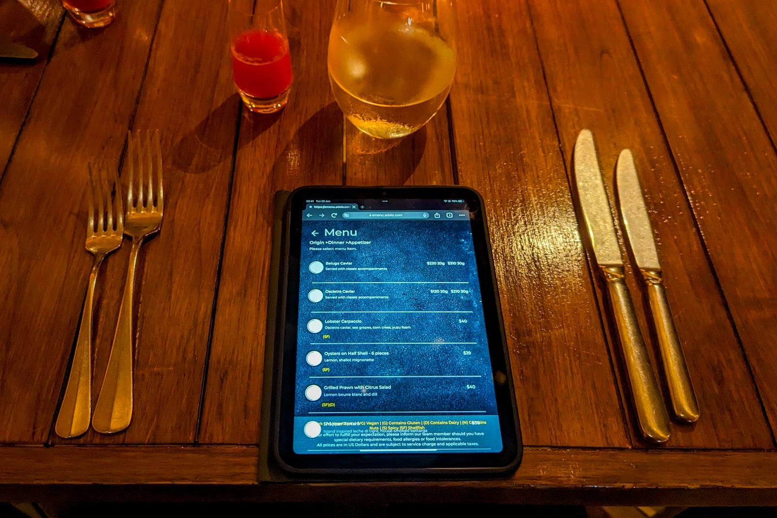 Hilton Maldives Amingiri Origin menu