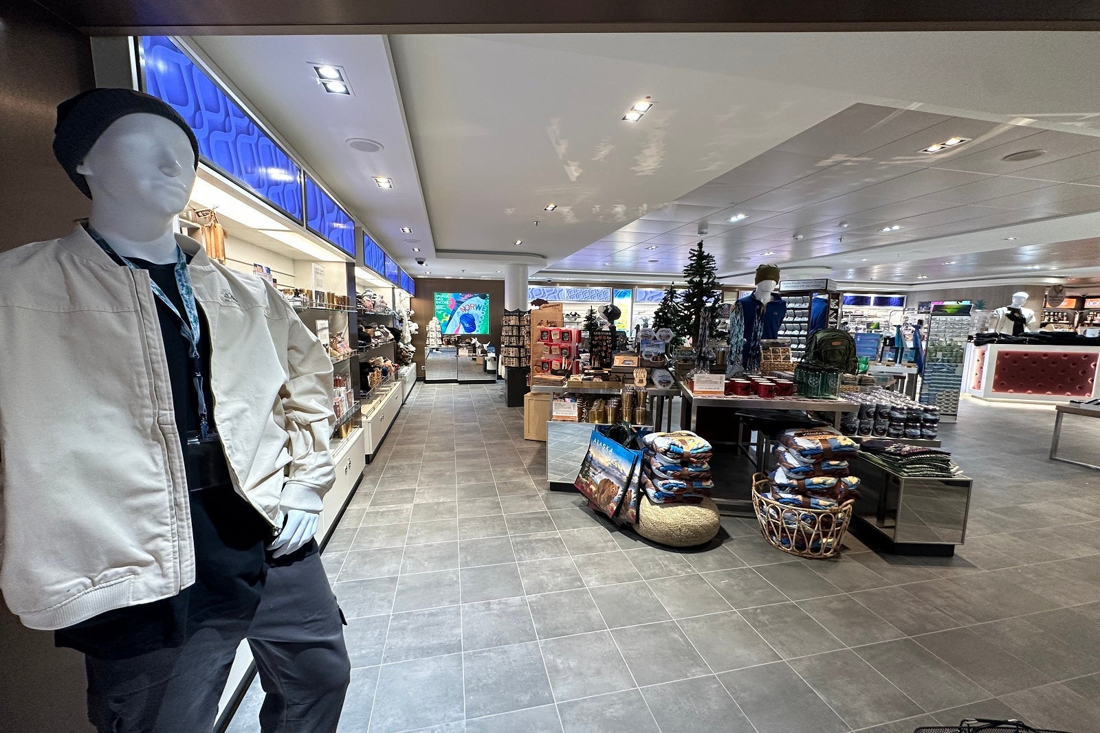A cruise ship store selling Alaska-themed items