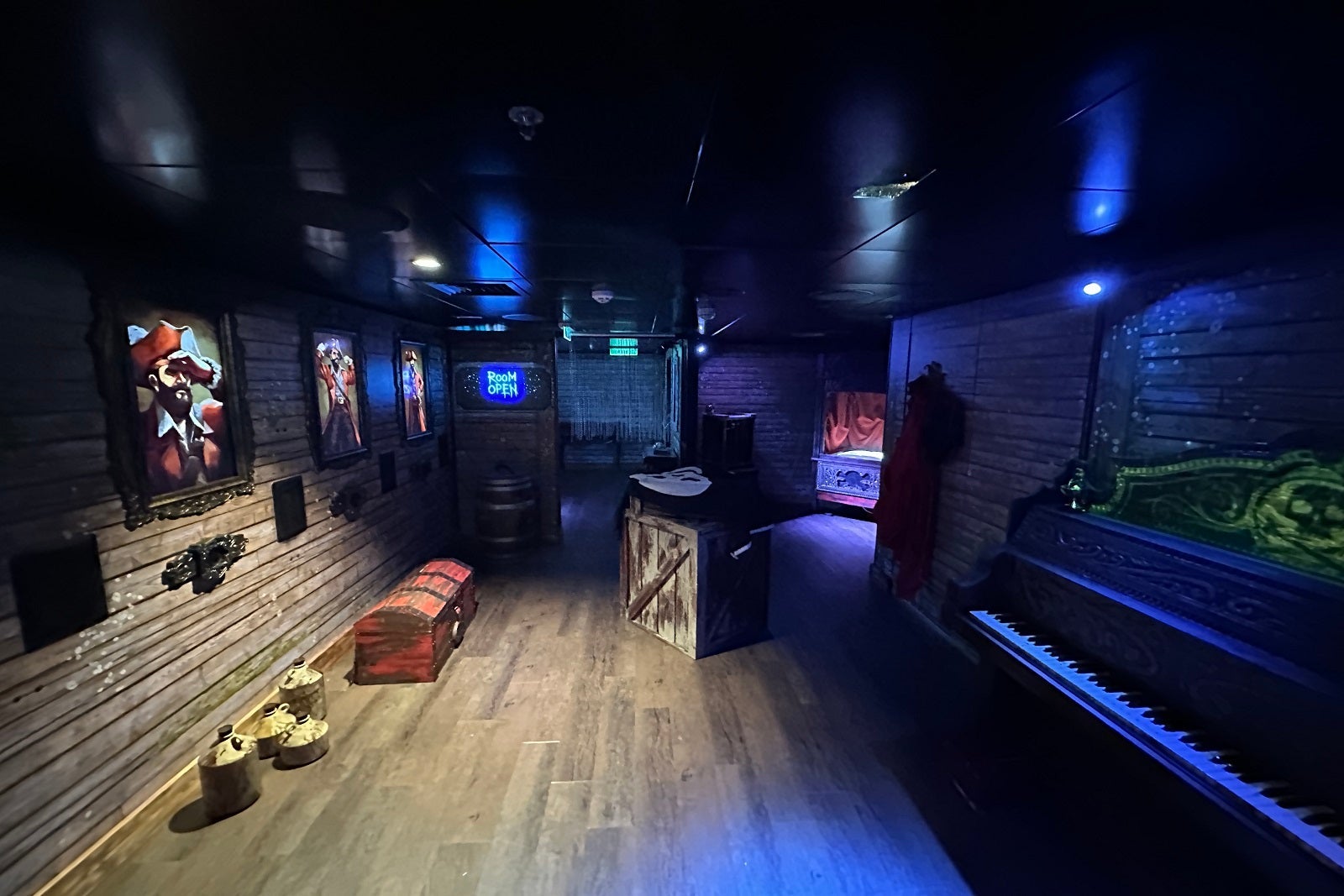 A cruise ship escape room set up to look like a pirate ship