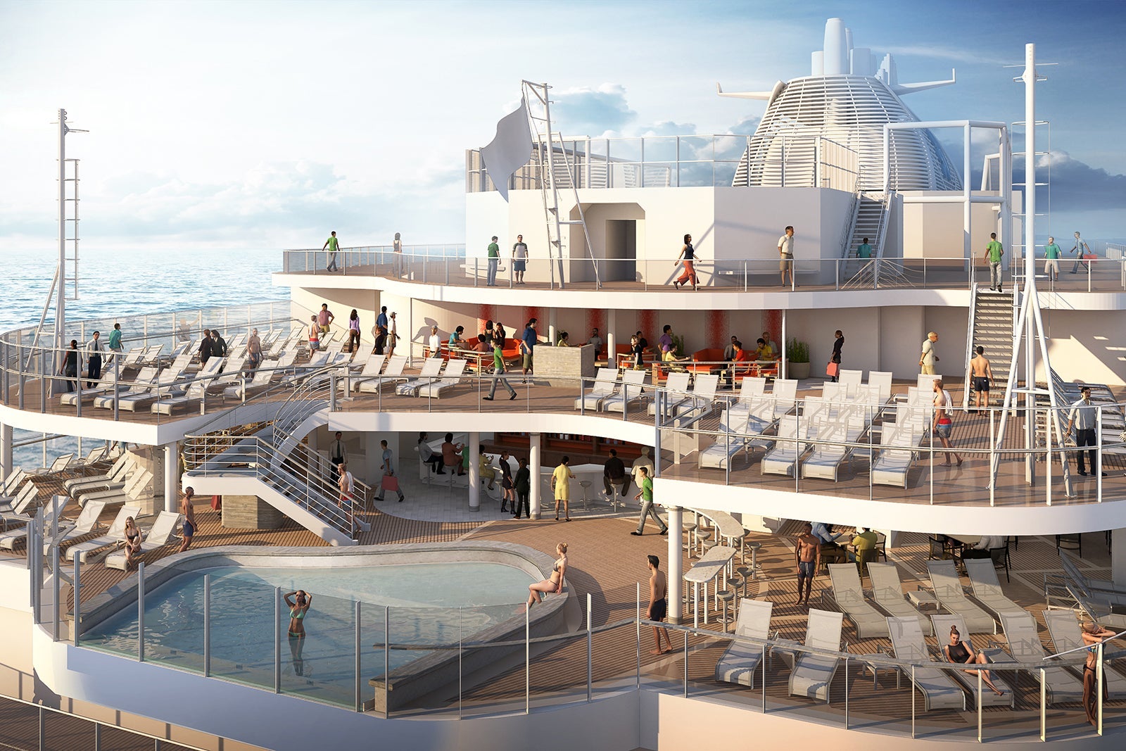 Artist's rendering of Wake View Pool on Sky Princess.