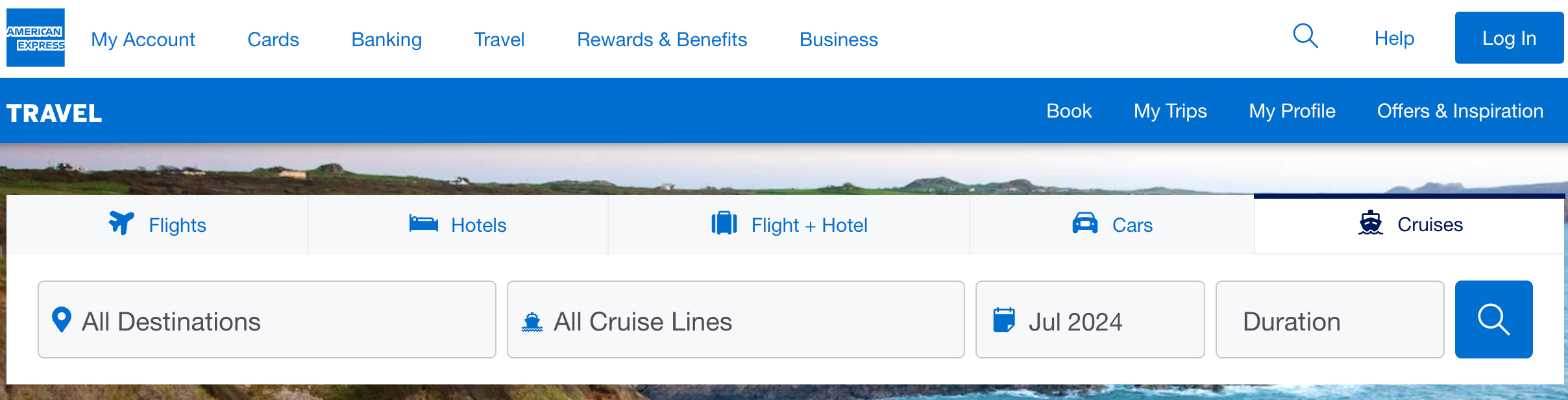 Amex Cruises homepage