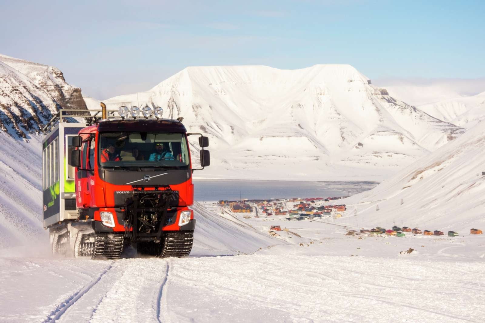 Snowcat above Longyearbyen Svalbard