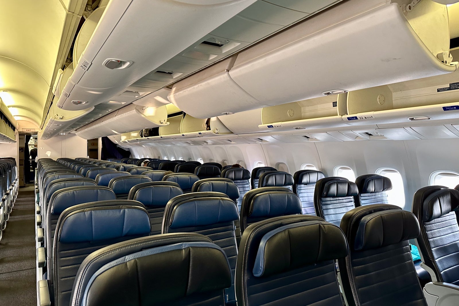 rows of empty United seats