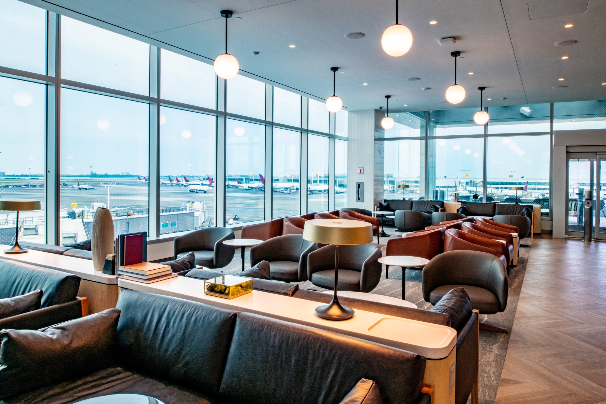 Interiors of the newest addition to Delta Air Lines Sky Club collection near gate A8 at John F. Kennedy International airport on Monday, July 24, 2323.