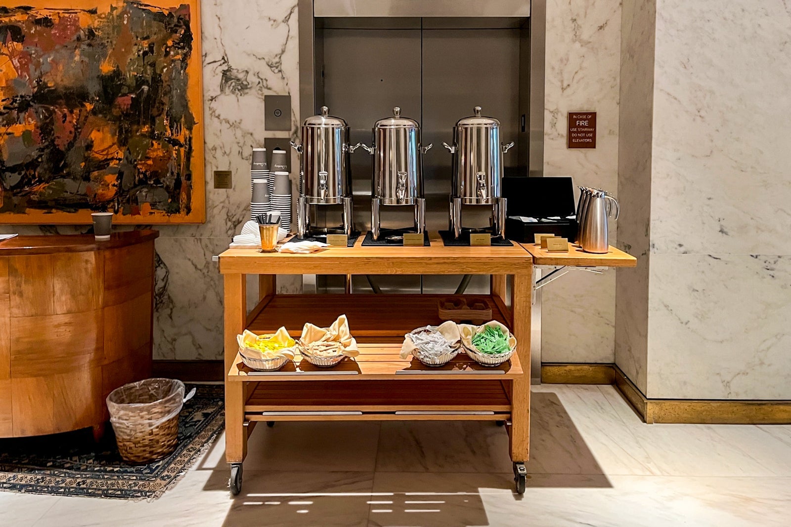 Complimentary coffee bar at The Dewberry Charleston