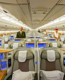 A review of Emirates business class on the Airbus A380 from New York to Milan