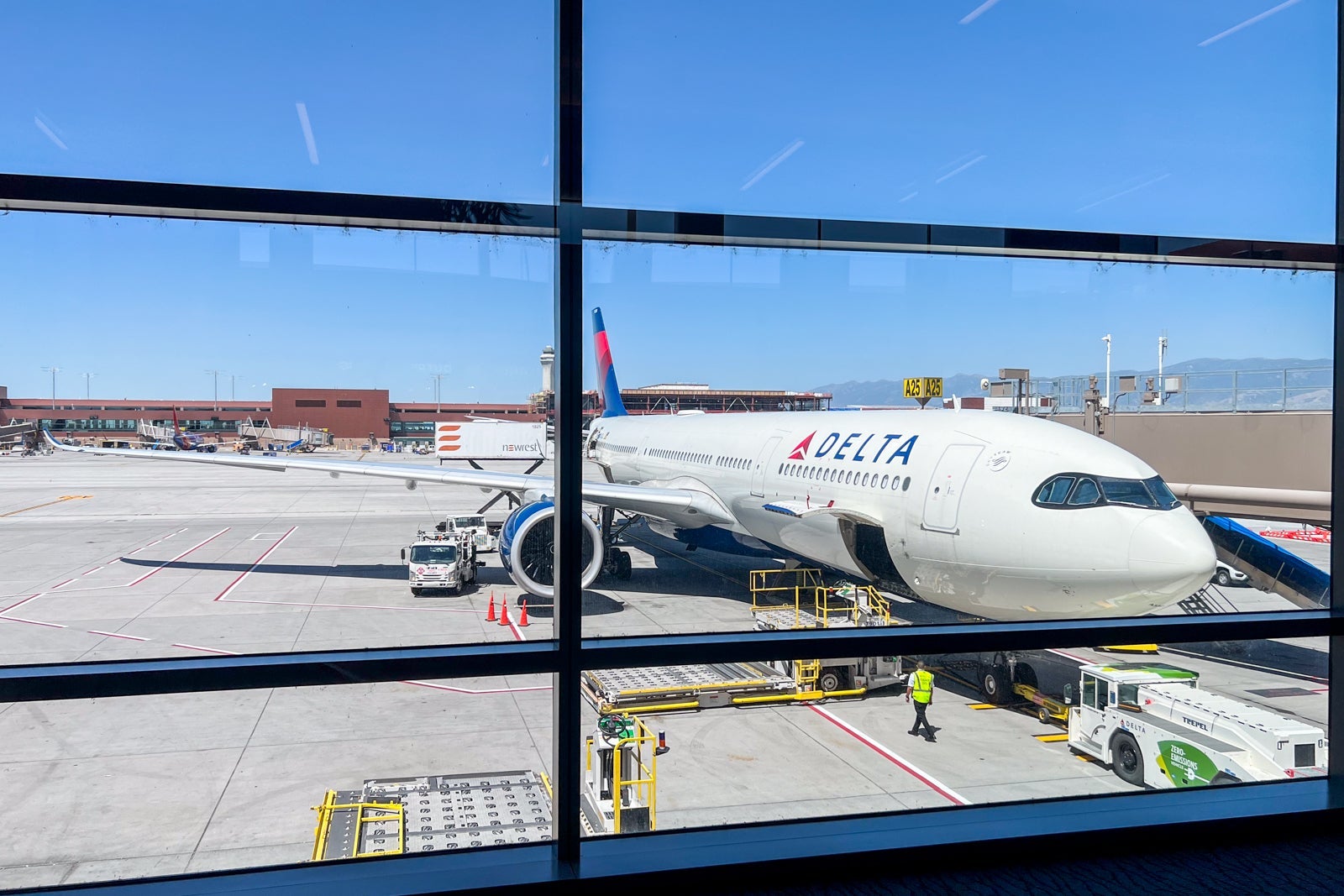 Delta plane at gate viewed through window