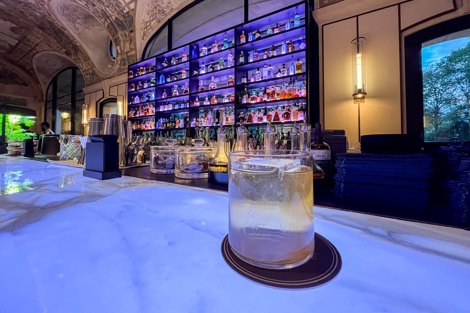 A drink at the Josephine Bar at the Hotel Lutetia in Paris, France