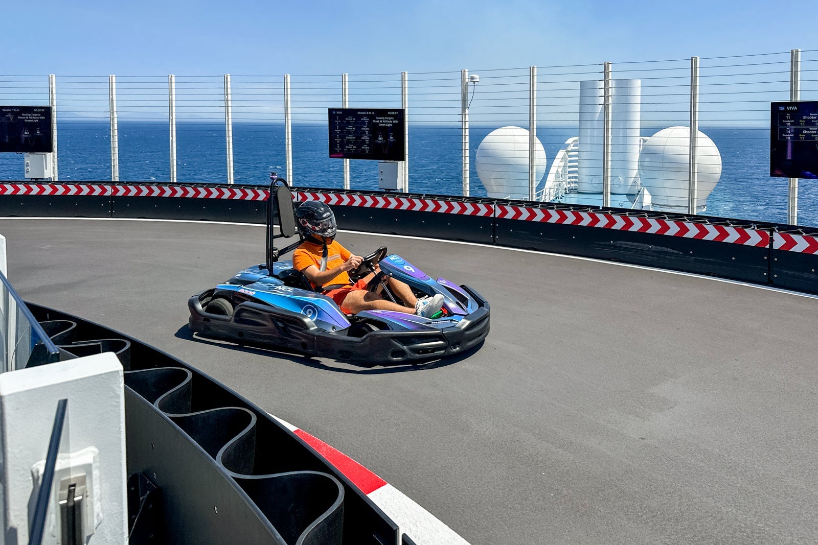 A go-kart track at the top of Norwegian Viva