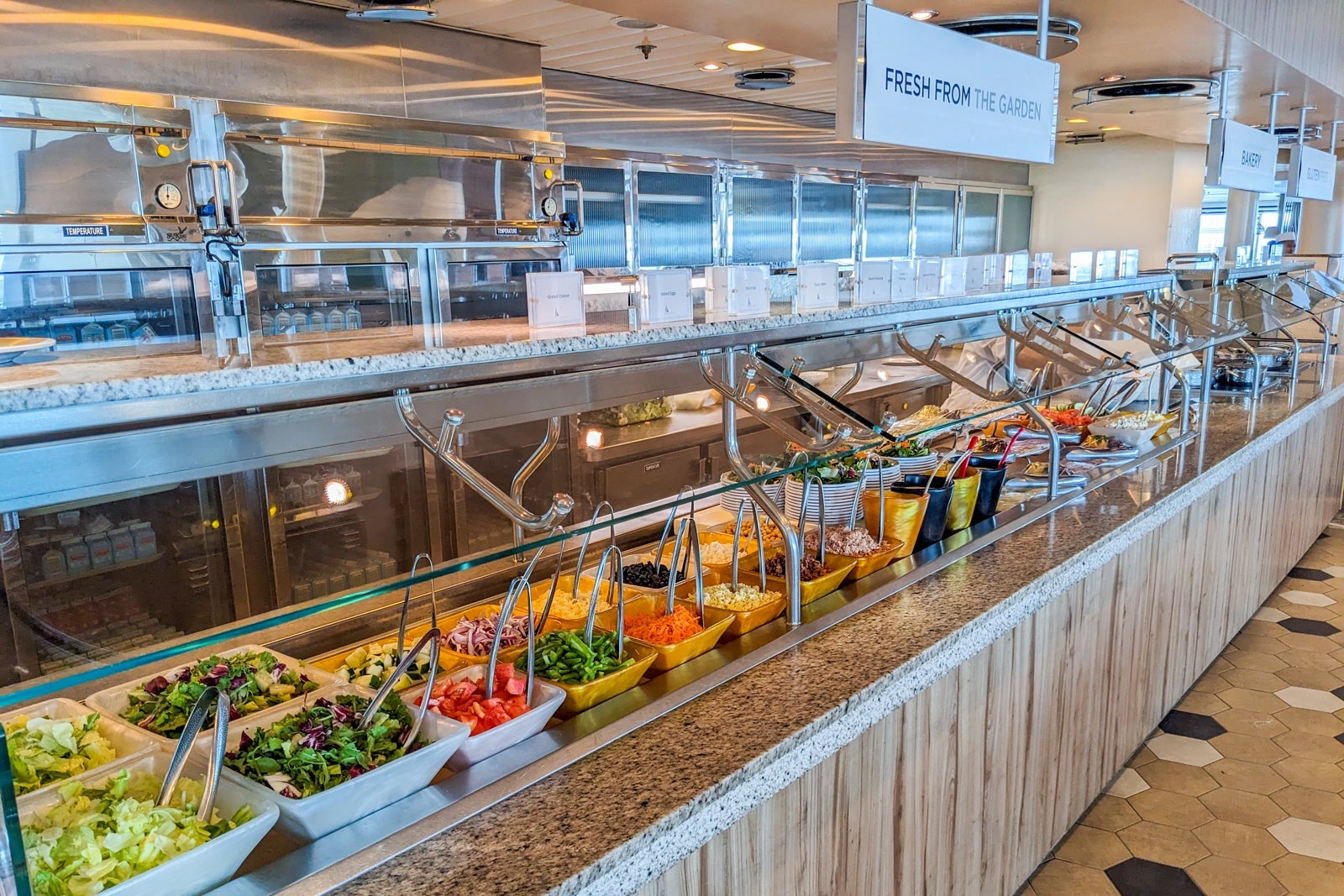 Buffet salad bar on a cruise ship