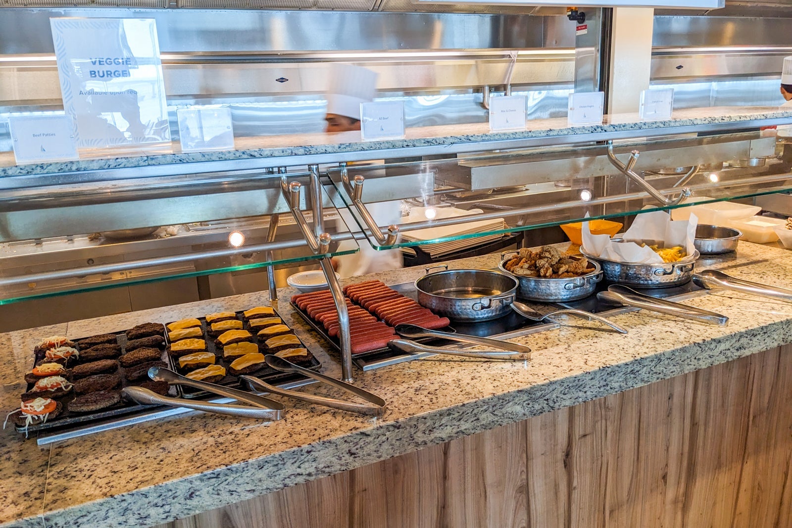 Burger bar at cruise ship buffet