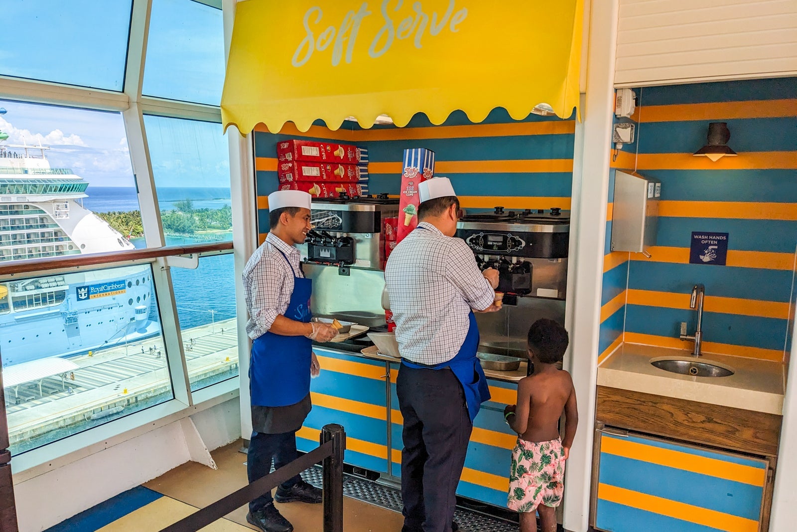 Solf-serve ice cream on cruise ship