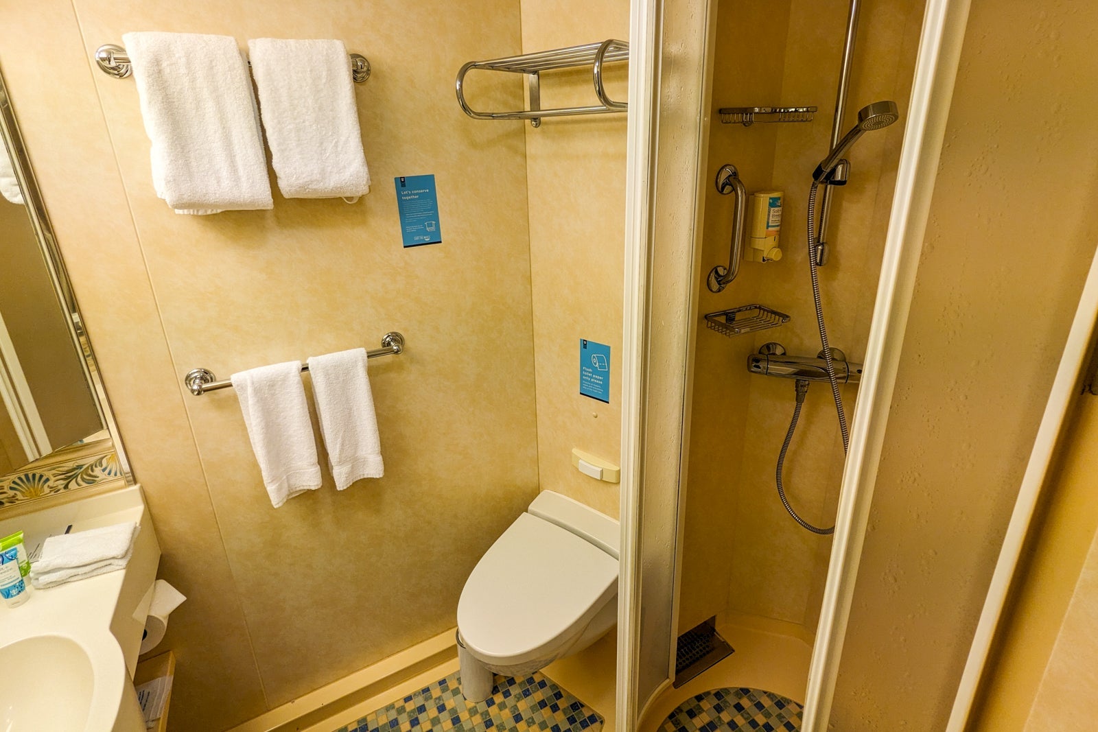 Balcony cabin bathroom on Independence of the Seas