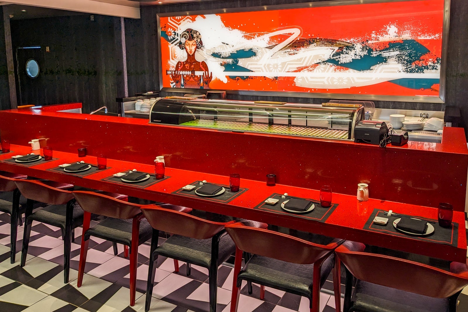 Sushi bar on cruise ship