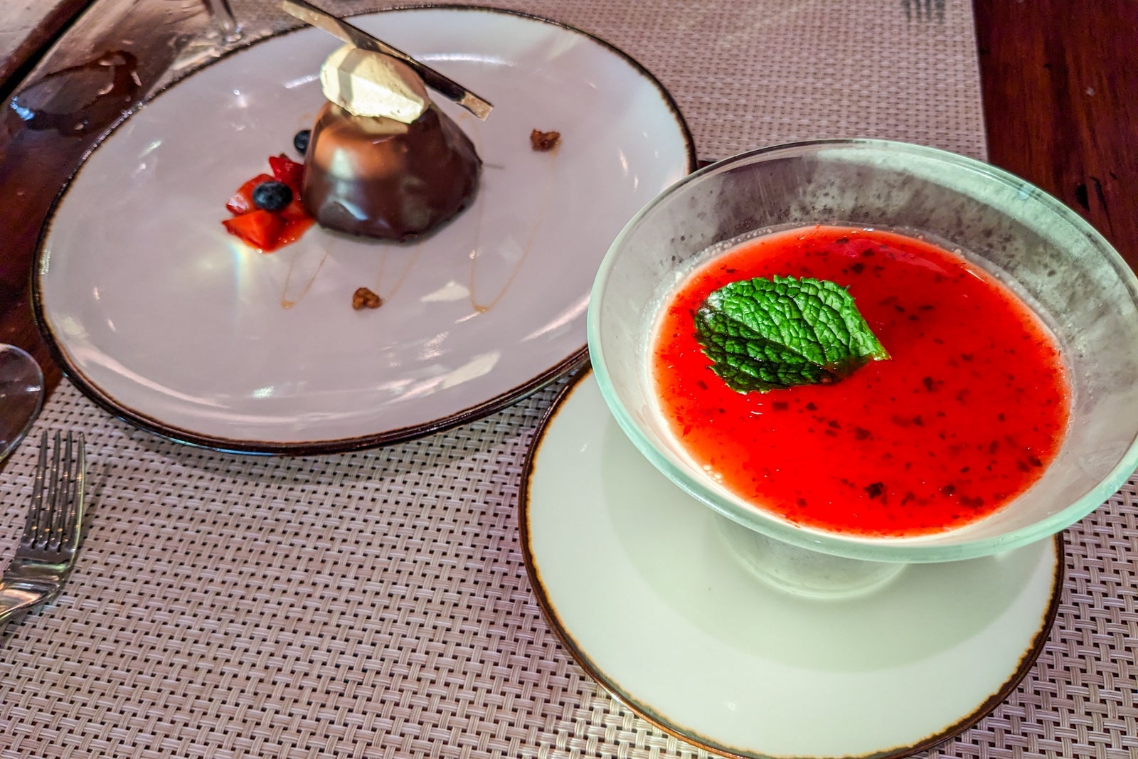 Chocolate-hazelnut cake and panna cotta