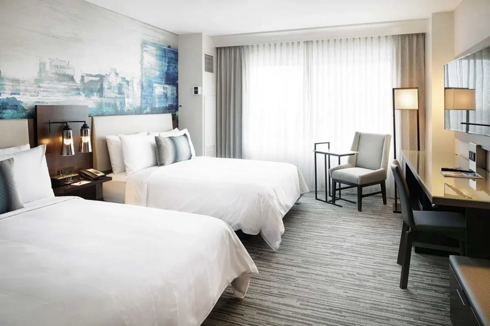 two double-bed guest room at Indianapolis Marriott Downtown