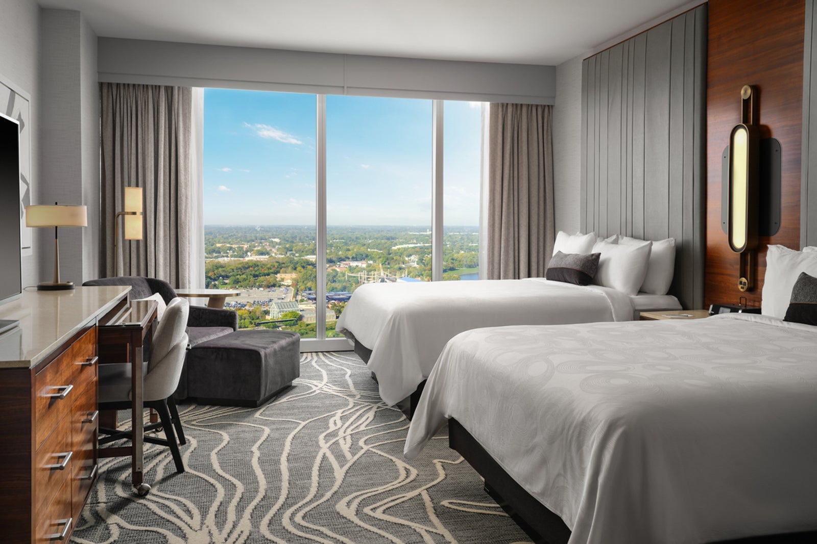 two double-bed guest room at JW Marriott Indianapolis