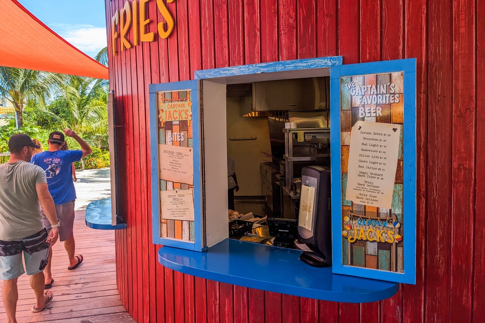 Captain Jack's ordering window in red building