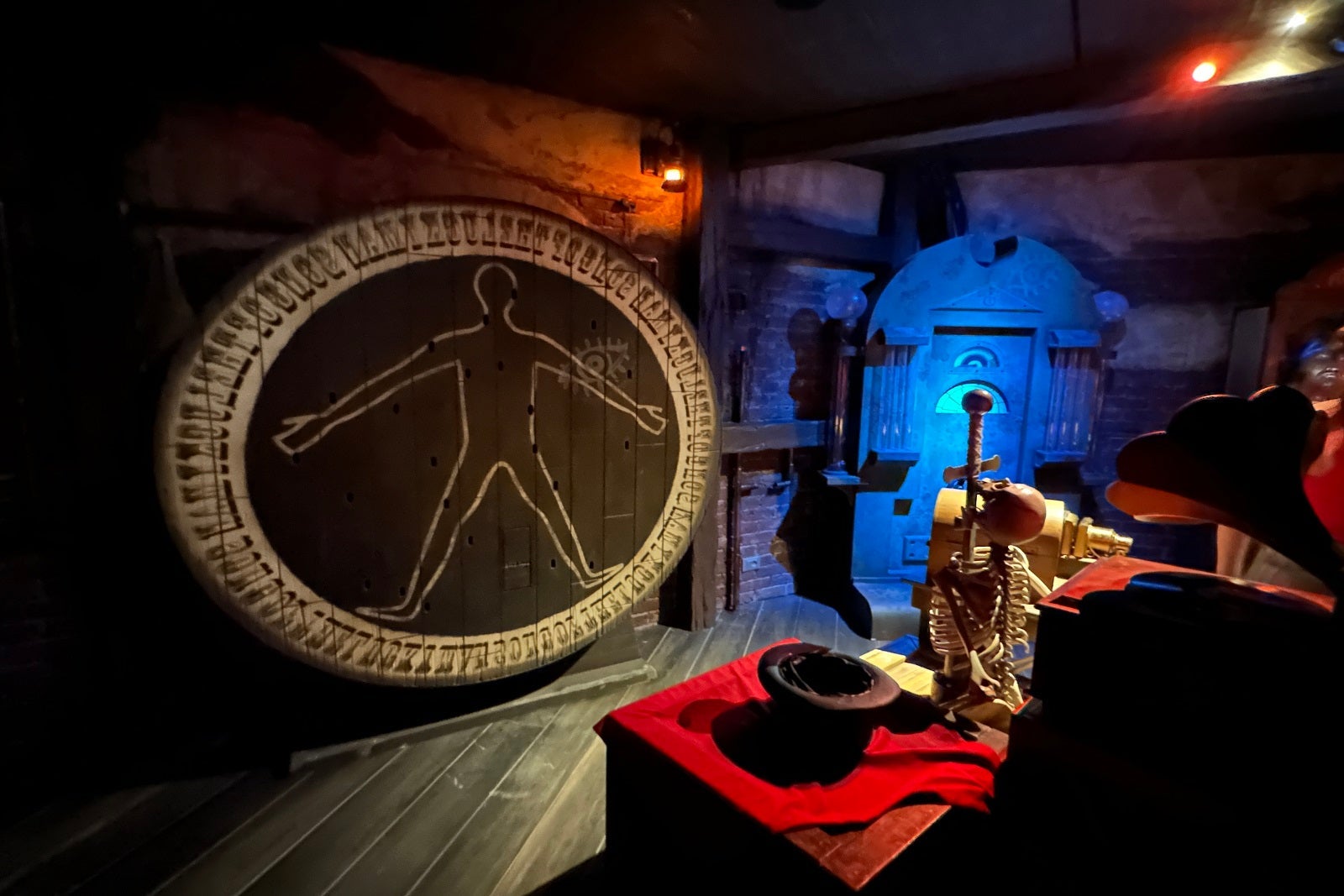 The inside of a magician-themed escape room on a cruise ship