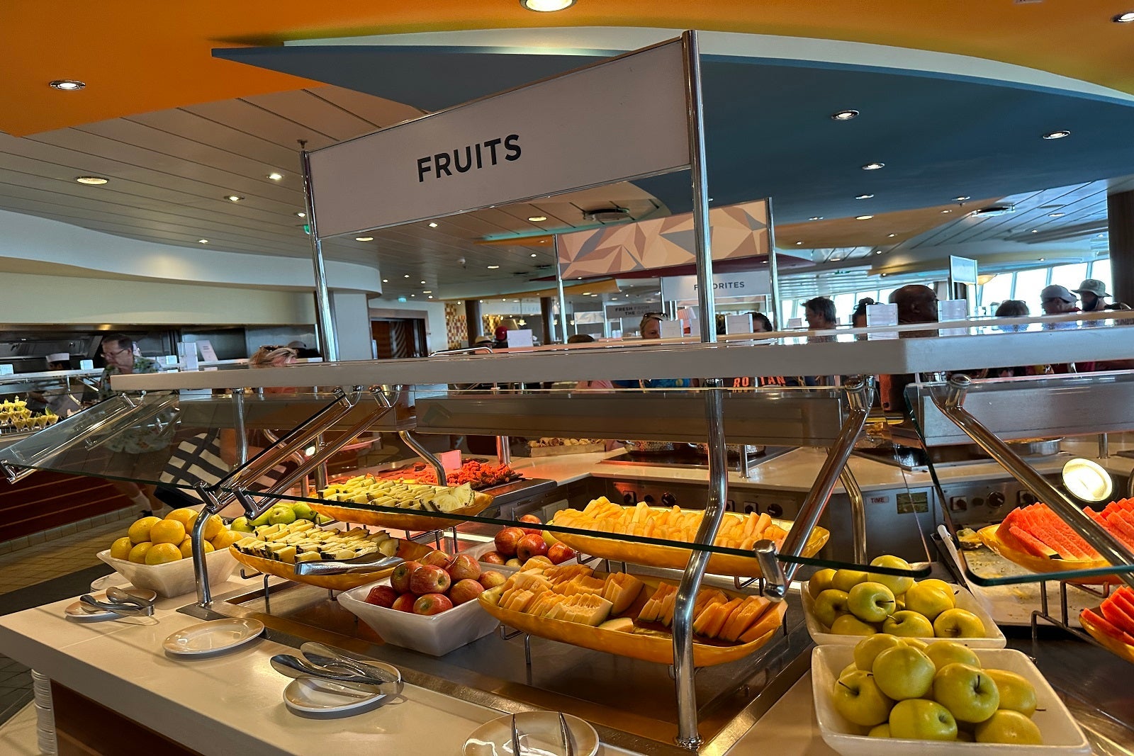 The fruit station at a cruise ship buffet