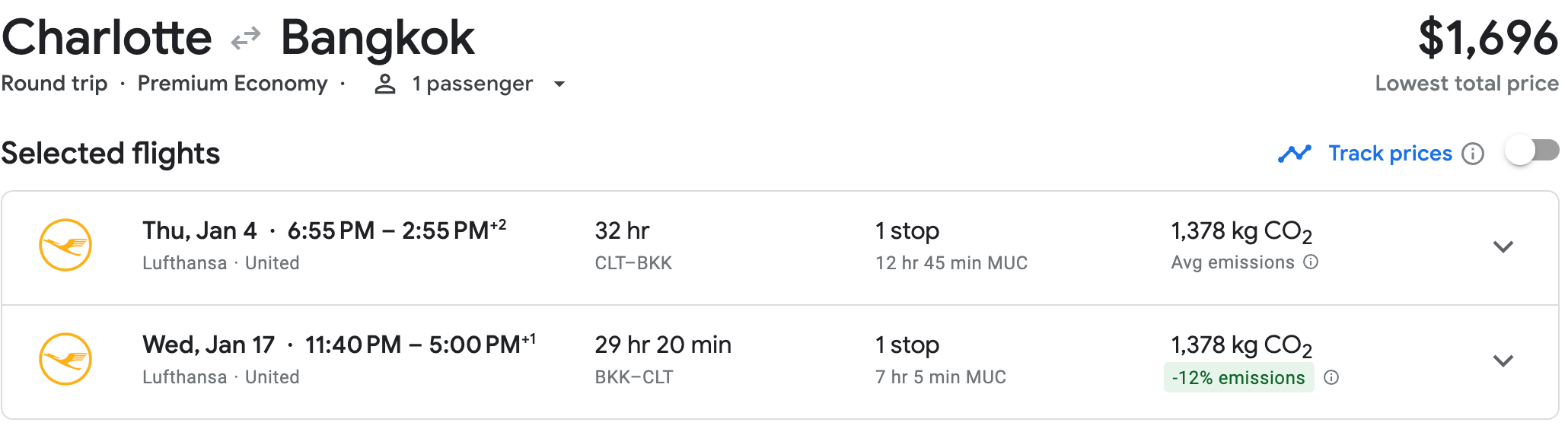 CLT-MUC-BKK-MUC-CLT