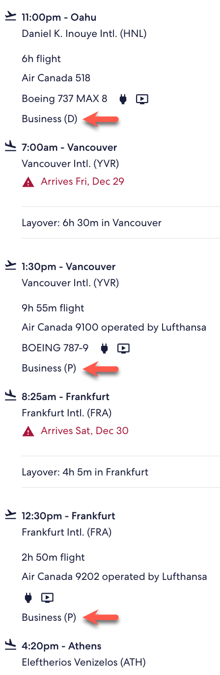 HNL-YVR-FRA-ATH