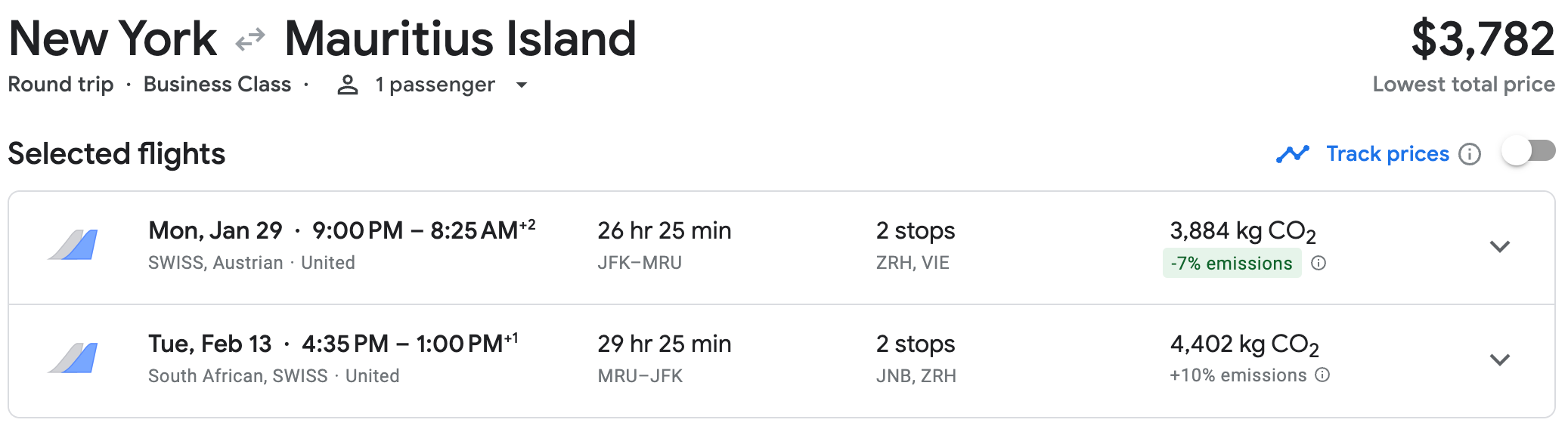 JFK-ZRH-VIE-MRU-JNB-ZRH-JFK