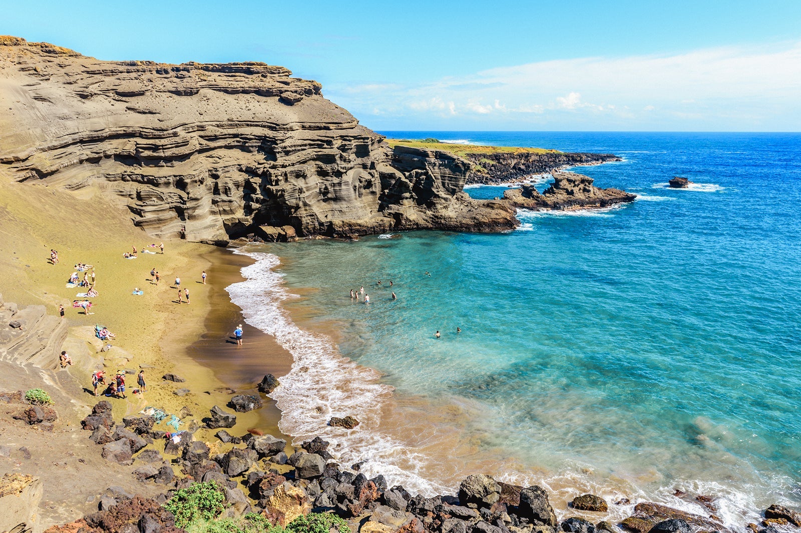 Green sand beach in Hawaii