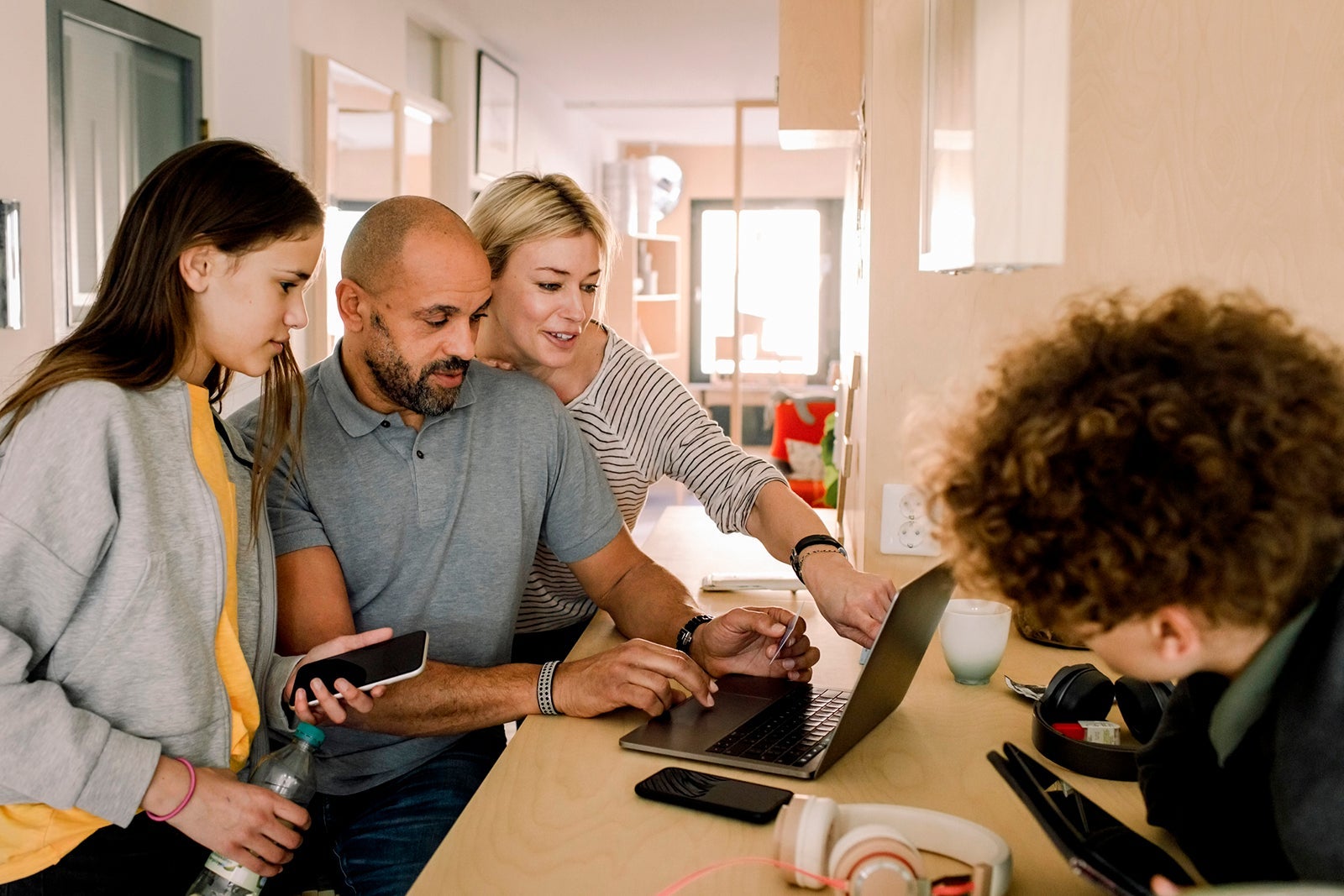 Family by a computer