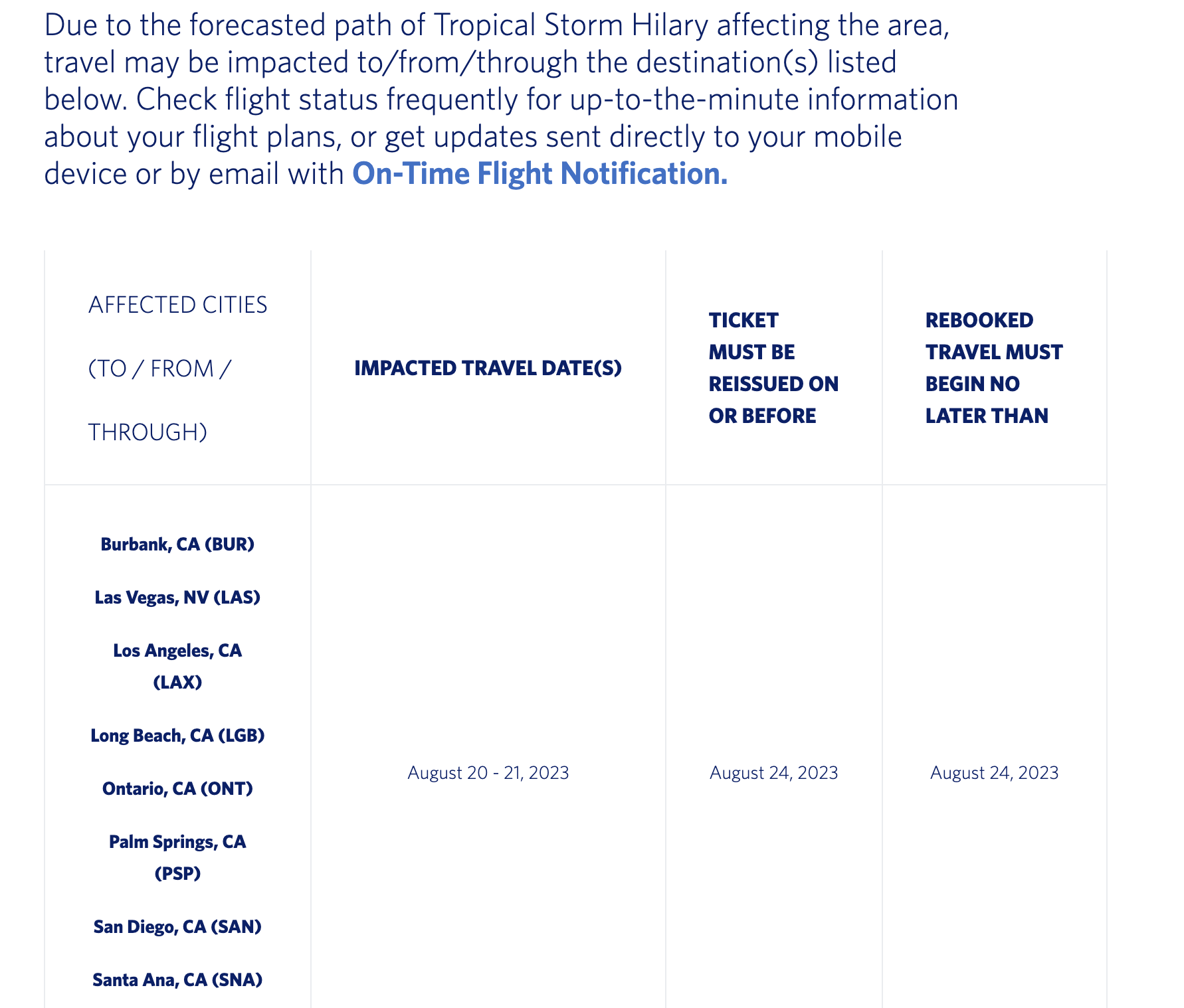 Hillary travel advisory page from Delta. DELTA AIR LINES