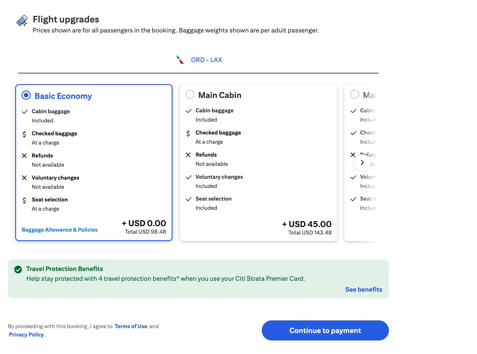 Citi Travel flight upgrade options