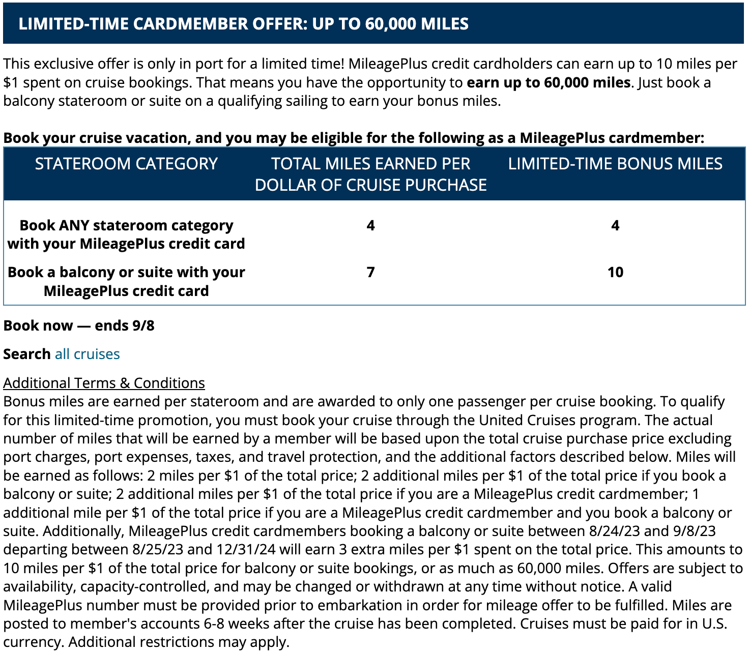 United Cruises terms and conditions