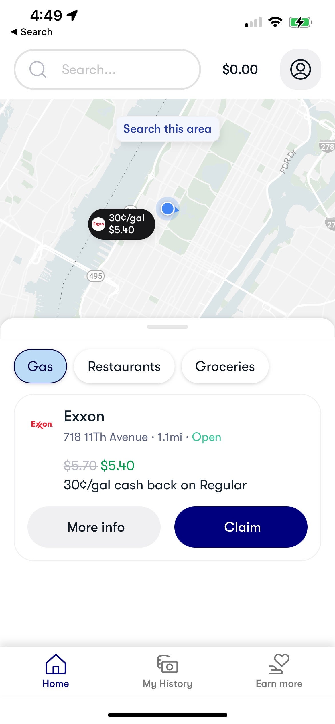 Screenshot from app Upside