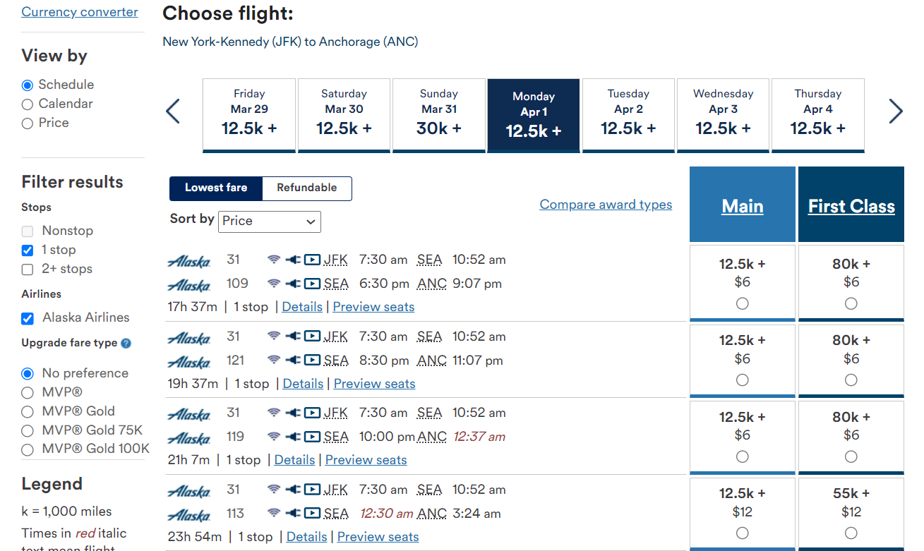 Booking an Alaska award