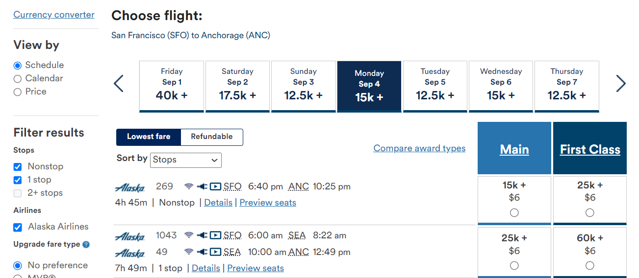 Booking an Alaska award