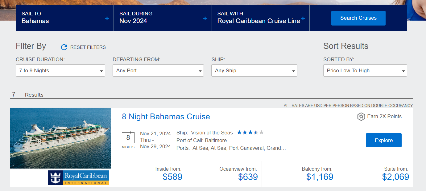 Booking a cruise with Amex