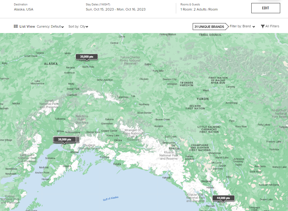 Redeeming Marriott points in Alaska