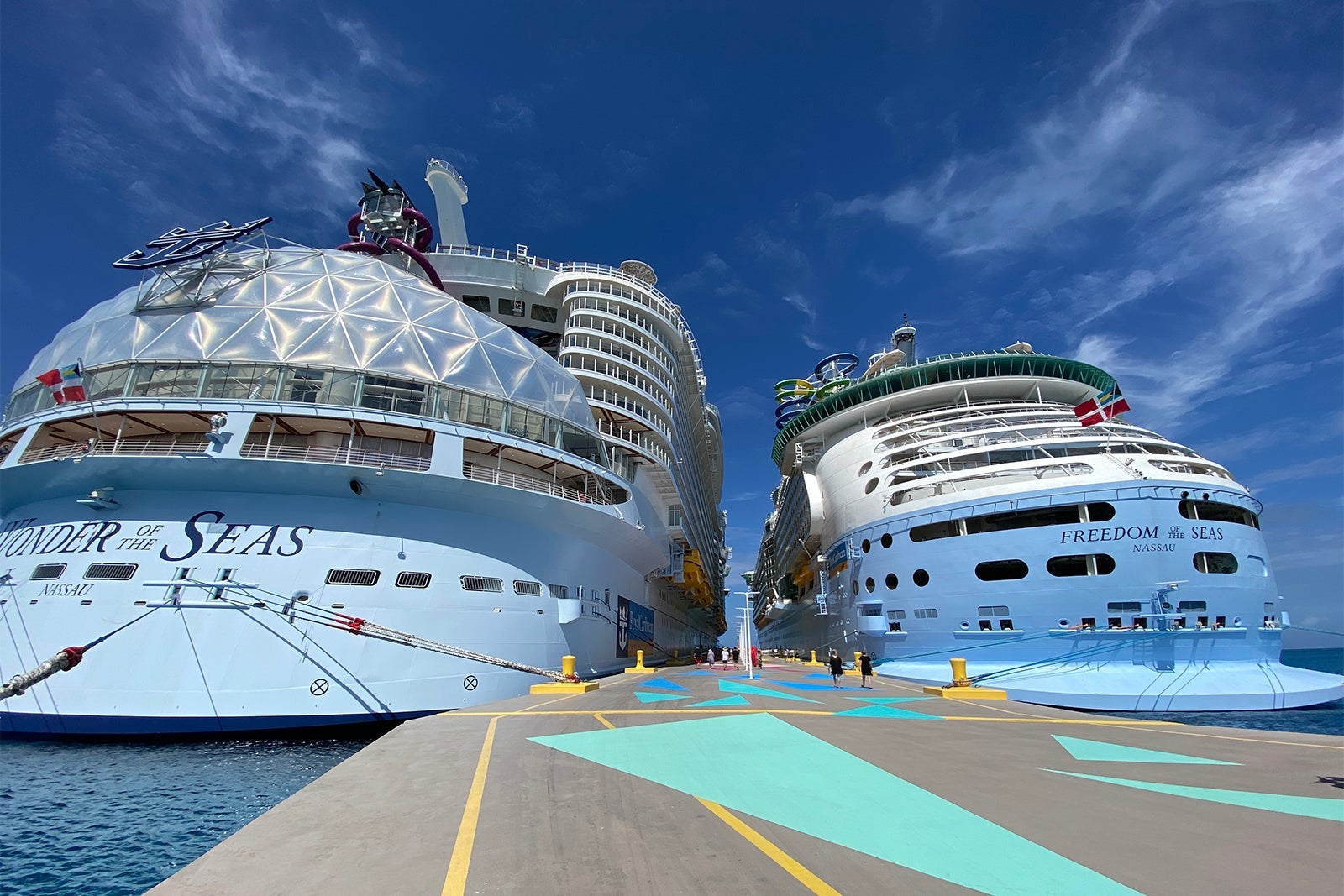Two Royal Caribbean ships docked at CocoCay.