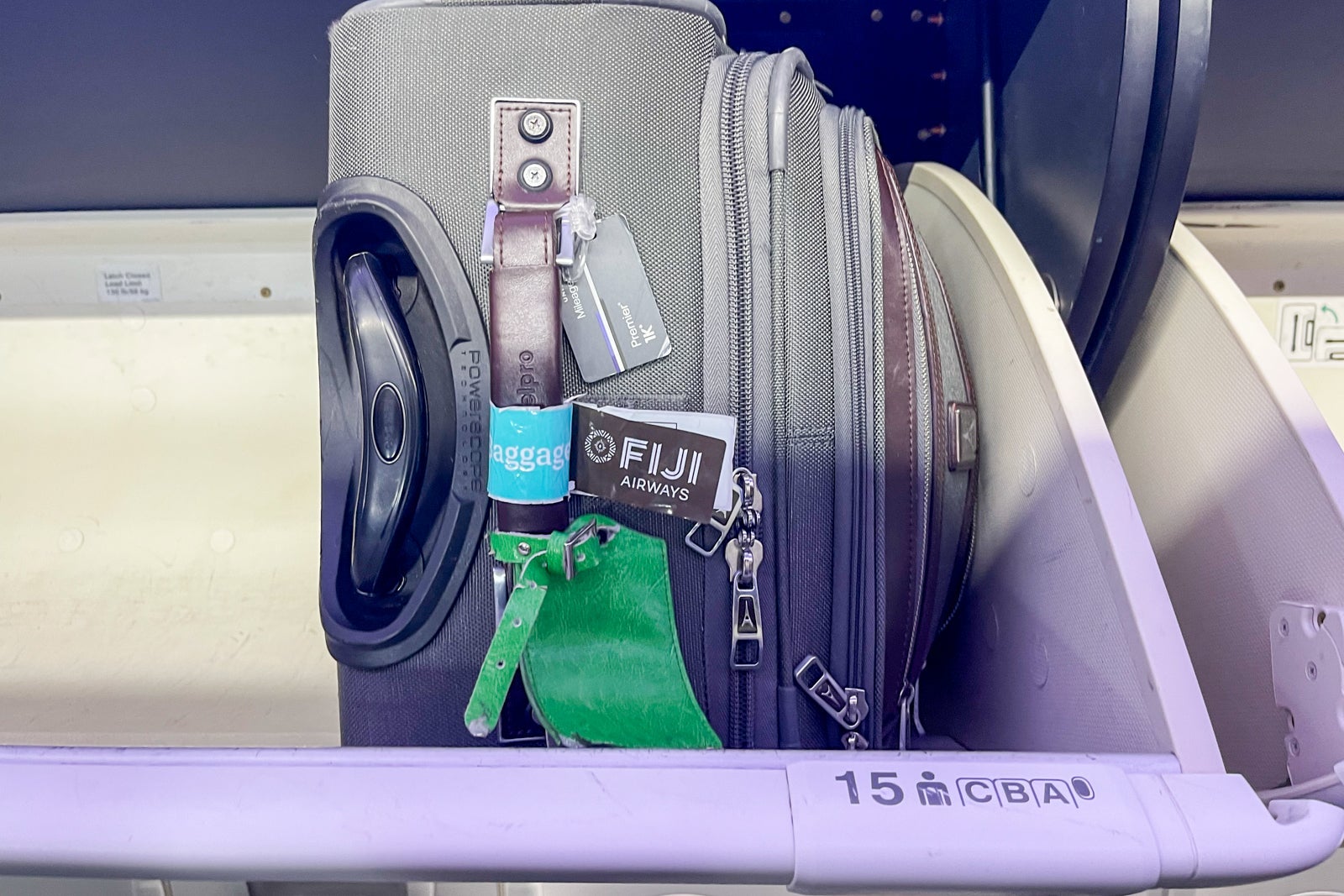 Large overhead bins on the Boeing 737 MAX