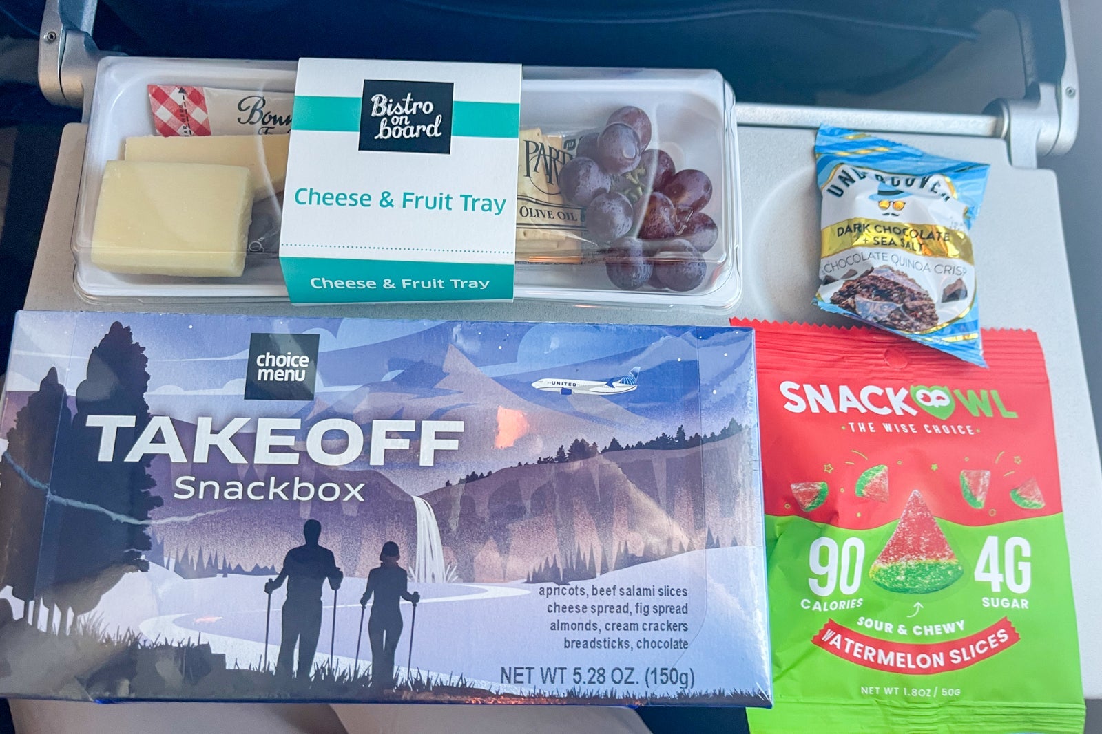 Buy on board food options on United Airlines