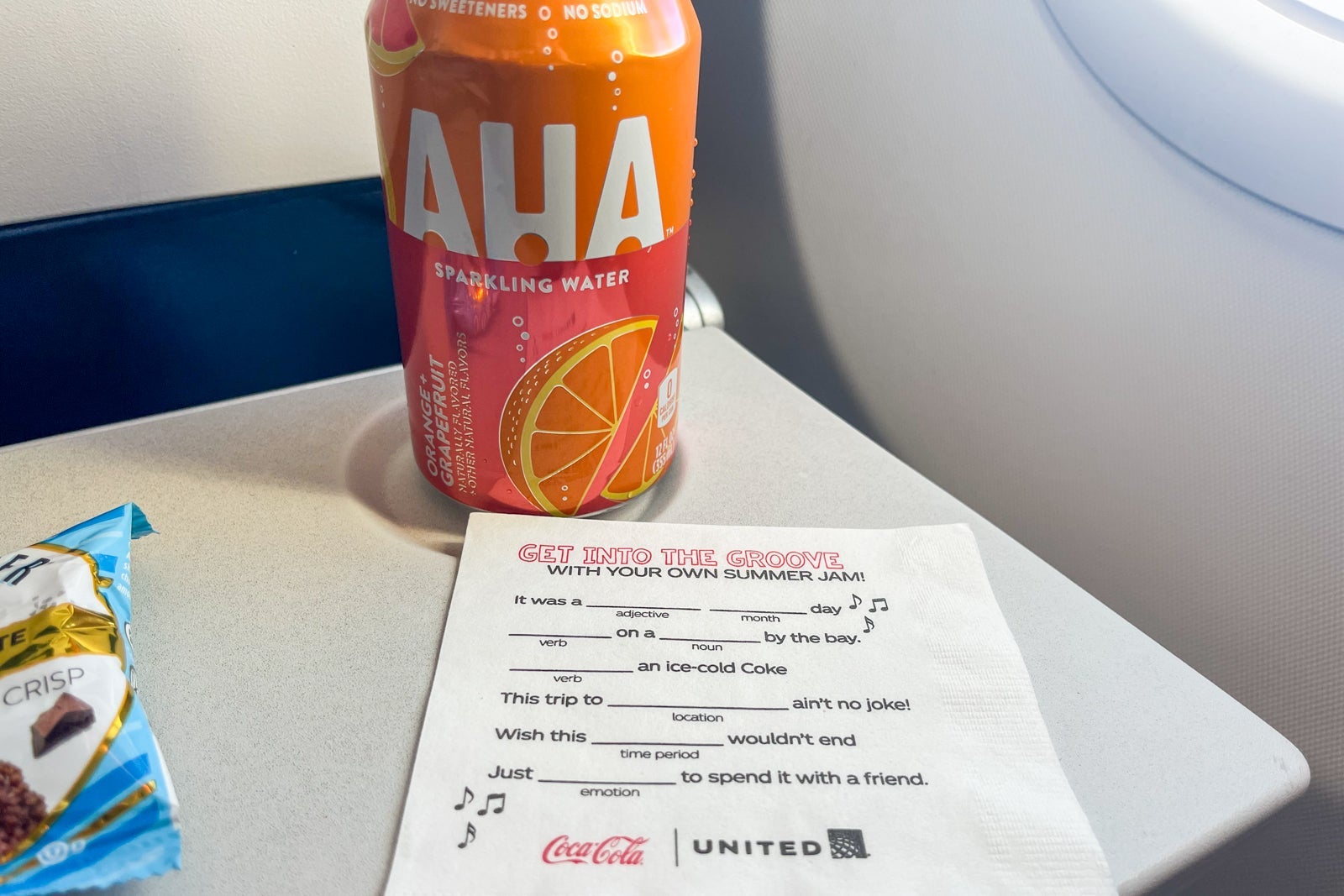 Complimentary drink on United Airlines