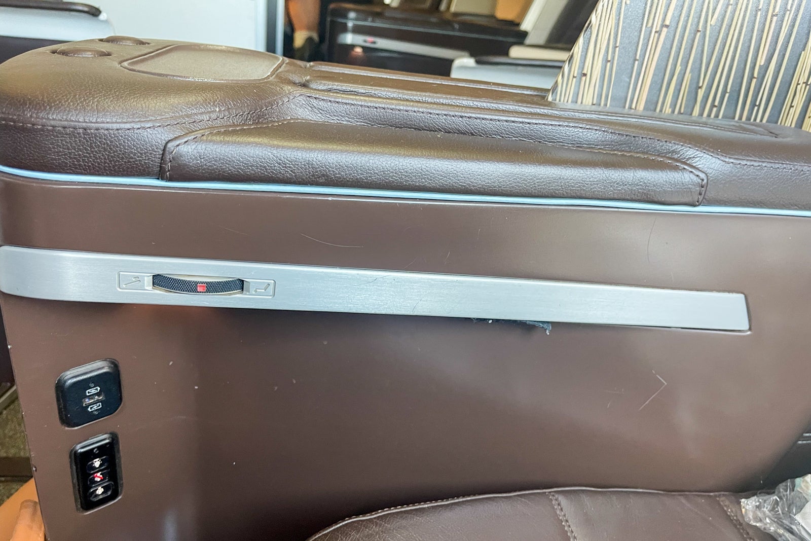 Seat controls on Hawaiian Airlines first class