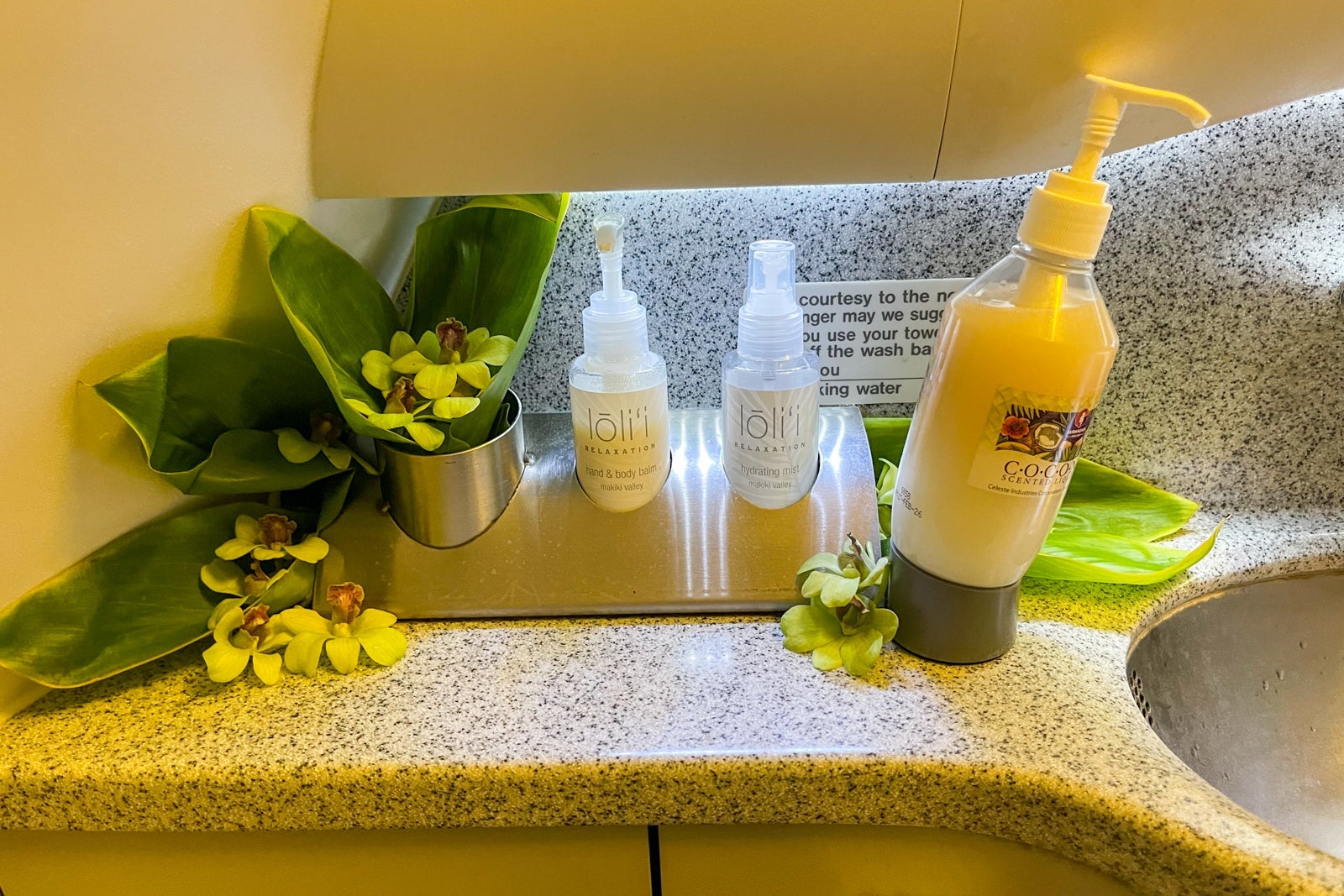 Hawaiian Airlines bathroom amenities